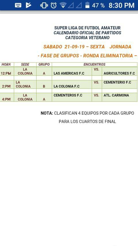 calendario juegos futbol